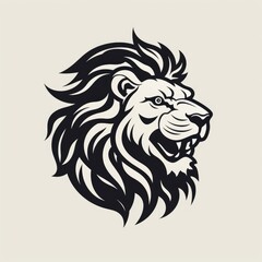 Wall Mural - Lion logo, black and white, AI generated Image