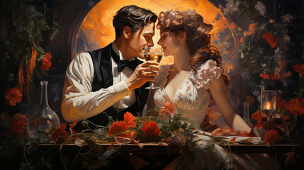 Wall Mural - Champagne Cheers at Romantic Soiree