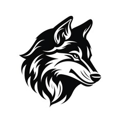 Canvas Print - Wolf logo, black and white, AI generated Image