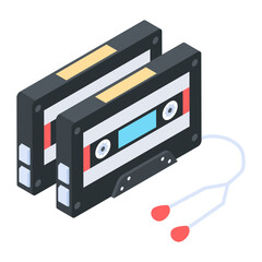 Sticker - Get this isometric icon of compact cassettes 