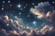 Stars twinkling in the sky and clouds drifting gently Generative AI