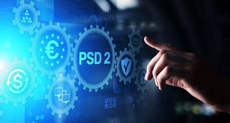 Wall Mural - PSD2 Payment Services Directive Open Banking Payment service provider security protocol.