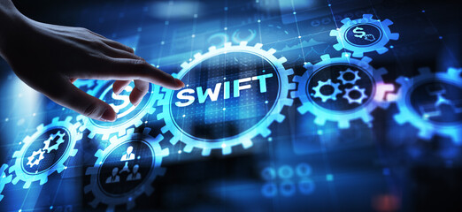 swift international payment system financial technology banking and money transfer concept on virtua
