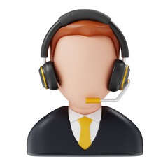 Avatar customer service with headphone. Man. Black Friday 3D icon illustration vector. Happy shopping with discount and hot sale.