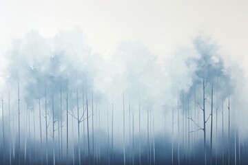 Sticker - A watercolor painting of a foggy forest