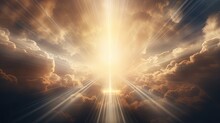 Spiritual Background With Cinematic Clouds And Light Rays Perfect For Worship Prayer And Fantasy