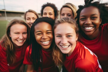 Wall Mural - Group portrait of a female soccer team