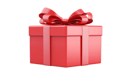 red gift box isolated on transparent background cutout