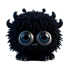 Cute and funny green monster 3D cartoon character on transparent background. Generative Ai.