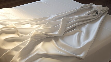 Wall Mural - White fitted sheet with elastic band bed corner