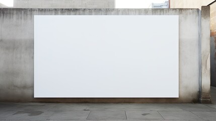 Wall Mural - Wrinkled white poster mockup on textured wall with empty urban advertising canvas