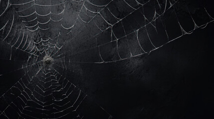 Wall Mural - Spider webs on a black background
