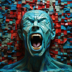 Sticker - scream screaming man psychedelic fantasy mosaic - by generative ai 