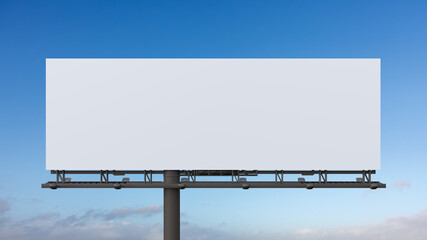  Outdoor billboard mockup on blue sky background