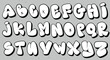 vector set bubble graffiti font alphabet lettering