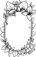 cute floral  text frames  black and white illustration generated AI