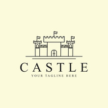 Castle Logo Line Art Graphic Design Icon Template Simple Minimalist Vector Illustration