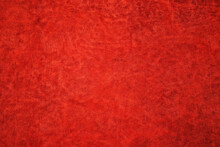 Red Leather Texture With Natural Print, Abstract Background From Natural Material