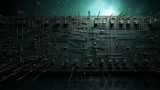 Fototapeta Do akwarium - Long banner for Cyber Monday sales. Circuit board pattern on dark background, Generative AI.
