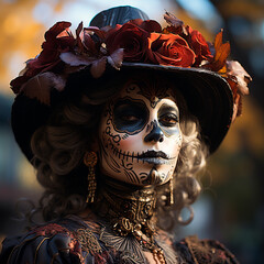 representation of a Catrina on the day of the dead. Dia de muertos. Created with AI