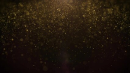 Wall Mural - Glittering gold particle falling, flying in the wind fro Christmas, celebration, downward infographic 4K loop motion background.