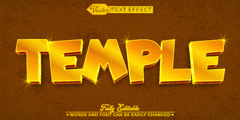 Wall Mural - Shiny Golden Temple Vector Editable Text Effect Template