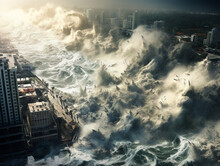 A Raw, Powerful Depiction Of A Natural Disaster In A Vintage Style, With A Touch Of Danger.