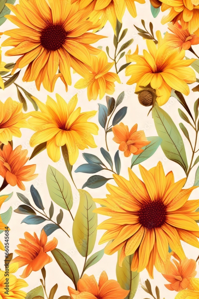 flower, summer, flowers, garden, nature, orange, yellow, plant, bouquet, floral, beauty, sunflower, blossom, spring, bloom, flora, bright, beautiful, color, colourful, blooming, petal, leaf, pattern