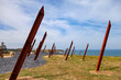 World War II era military posts on the coast of Arromanches Normandy