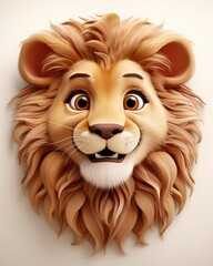 Wall Mural -  a lion's head is shown with a white background.  generative ai