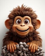 Wall Mural -  a cartoon monkey with a pile of rocks in front of it.  generative ai