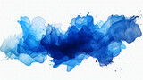 Fototapeta  - Abstract blue color painting, watercolor splashes or stain as explosion, isolated on white background