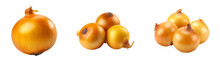 Set Of Yellow Onion Isolated On A Transparent Background. Concept Of Food.