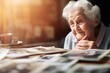 Elderly woman reminiscing while looking at old photographs - Deep-seated Human Emotion - AI Generated
