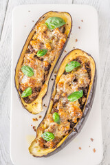 Wall Mural - Sausage stuffed eggplant