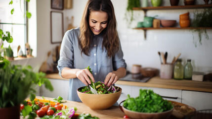 Young woman cooking in the kitchen