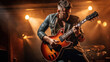 © MP Studio - Male musician playing guitar at a rock concert