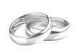 Two white gold, platinum or silver wedding rings. Png clipart isolated on transparent background