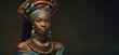 © Alexandra - african american woman in ethnic head wrap, panoramic layout. Generative Ai