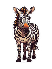 Wall Mural - Cute type of vector cartoon baby zebra for stickers. Vector illustration of funny cartoon animal in trendy flat style.