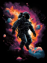 Wall Mural - design for a t-shirt depicting an astronaut in space