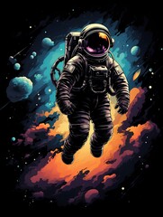 Wall Mural - design for a t-shirt depicting an astronaut in space