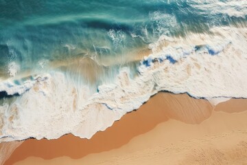  Aerial View Of Sandy Beach, Sand, And Sea, Presented Artistically