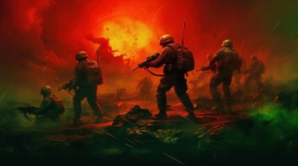 Wall Mural - army at war