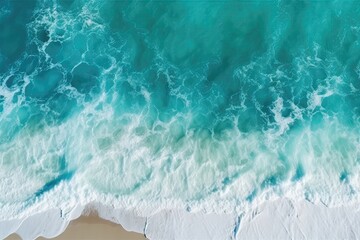 Wall Mural - Spectacular Aerial Top View Of Ocean Waves Splashing, Creating Stunning Background . Сoncept Ocean Waves, Aerial View, Splashing, Stunning Background