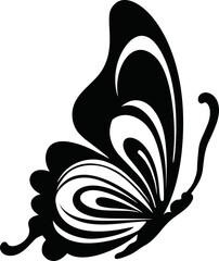 Wall Mural - Monarch butterfly silhouette vector icon. Beautiful black insect logo