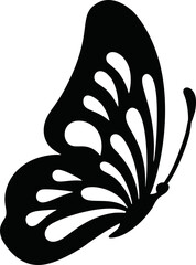 Wall Mural - Monarch butterfly ornate lase silhouette vector icon. Beautiful black insect logo