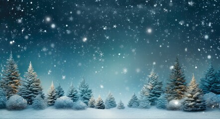 Wall Mural - Nature-inspired Christmas Background with Sparkling Tree Decorations