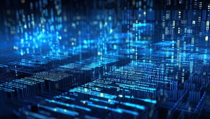 Abstract technological background with binary code and holographic elements