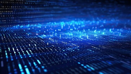 Abstract technological background with binary code and holographic elements